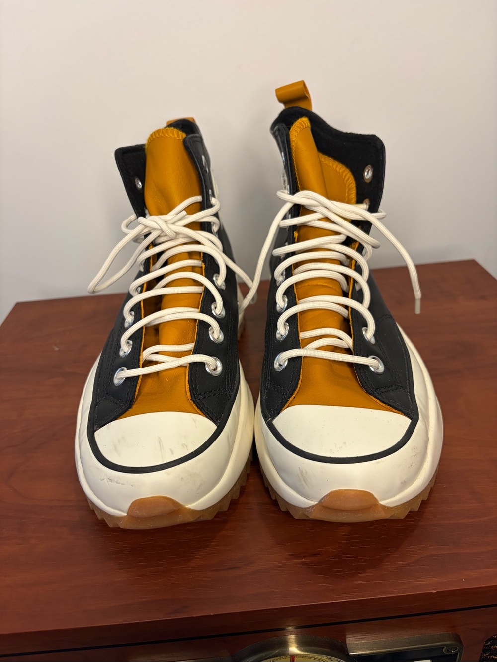 Chuck Taylor Converse Women’s High-Top Lace-Up Sneakers in Black and Mustard